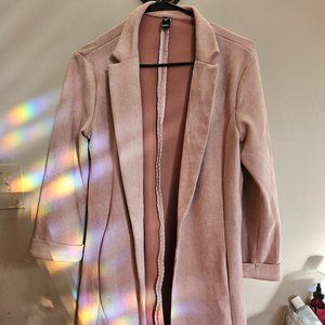 Pink velvet long coat